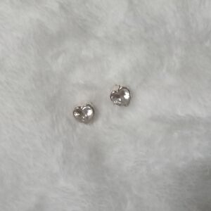Sterling Silver and Cubic Zirconia Heart Stud Earrings
